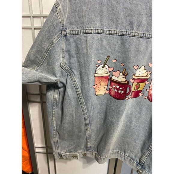 Denim jacket size L-XL with graphic print on the back - Picture 7 of 7